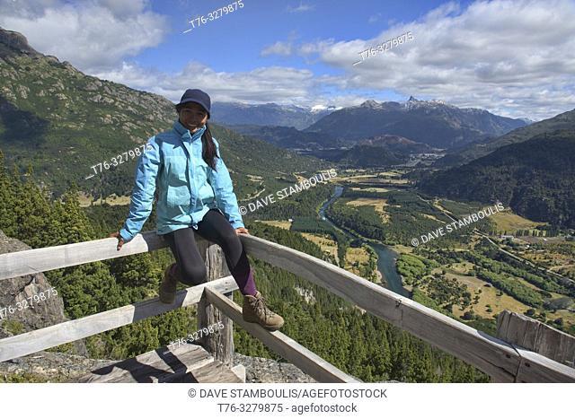 Enjoying the view above the mighty Futaleufú River, Futaleufú Reserve, Patagonia, Chile