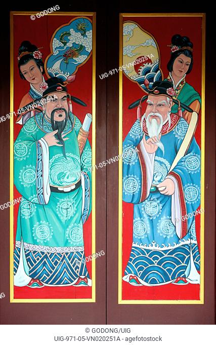 Hoi Tuong Te Nguoi Hoa buddist chinese temple. Painting door