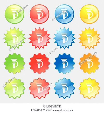 Microscope icon sign. Big set of 16 colorful modern buttons for your design. Vector illustration