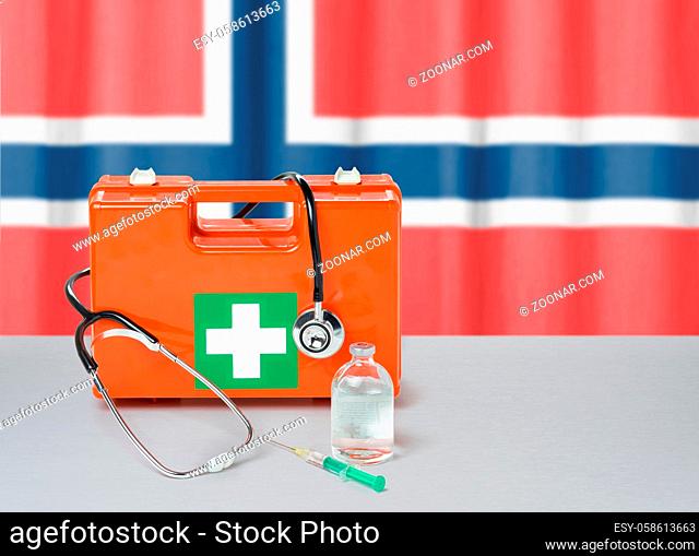 First aid kit with stethoscope and syringe - Norway