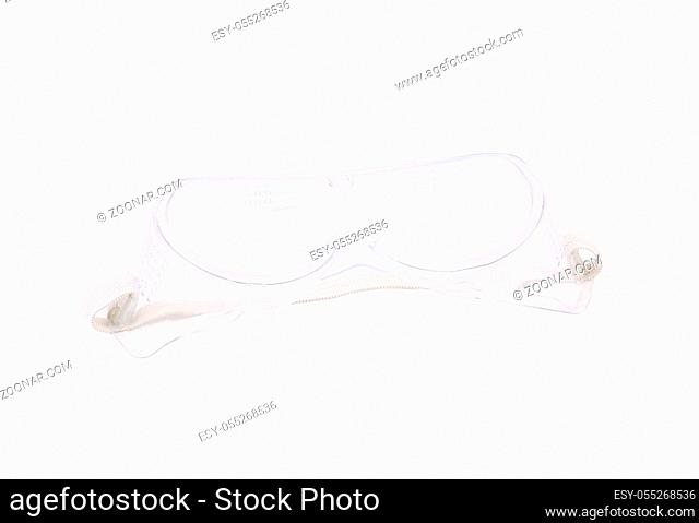 Clear safety glasses. Isolated on a white background