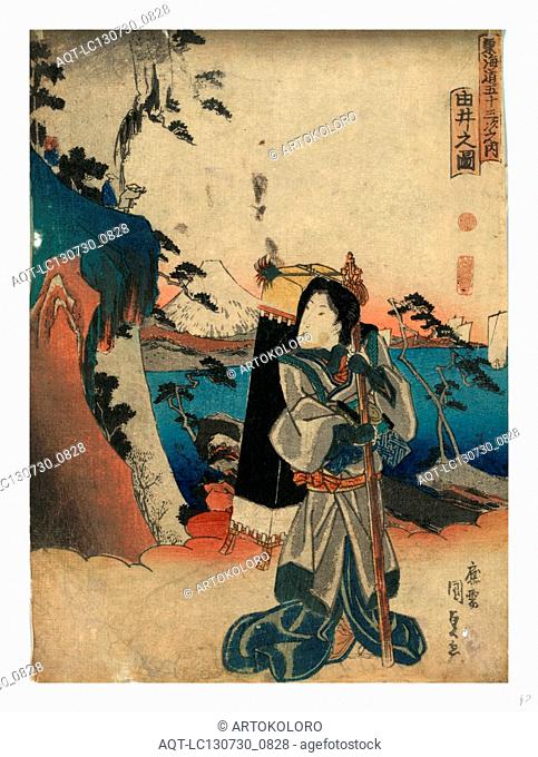 Yui no zu, View of Yui., Utagawa, Toyokuni, 1786-1865, artist, [between 1837 and 1844], 1 print : woodcut, color ; 25.4 x 18.3 cm