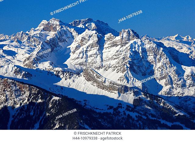 Alps, view, mountain, mountain panorama, mountains, mountain massif, Chäserrugg, mountains, Glarus Alps, sky, Mürtschenstock, panorama, snow, Switzerland