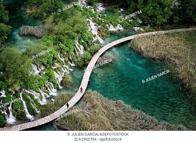 Croatia, Plitvice lakes National Park, listed as World Heritage by UNESCO, lower lakes