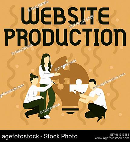Conceptual caption Website Production, Internet Concept creating sites with layout content and graphic design Employee Drawing Helping Each Other Building Light...