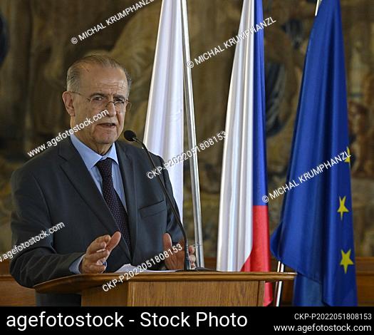 Czech foreign minister Jan Lipavsky and Cypriot foreign minister Ioannis Kasoulidis (pictured) speak during the press conference after their talks in Prague