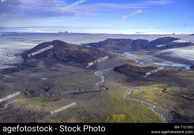 Aerial view of part of Vatnajökull, Austurland, Iceland, Europe