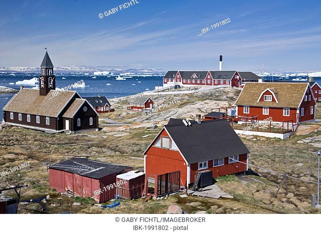 Ilulissat with Zion Church and hospital, Greenland