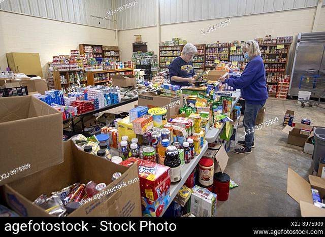 Mayfield, Kentucky - A food bank operated by St. Joseph Catholic Church helps victims of the December 2021 tornado that devasted towns in western Kentucky