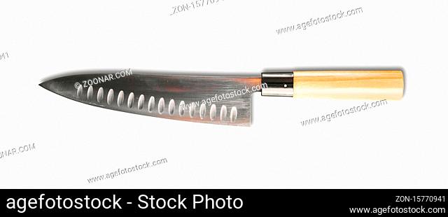 Traditional Japanese gyuto chief knife isolated on white background