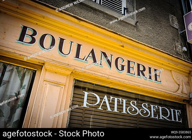 Boulangerie in the medieval village of Saint-Benoît-du-Sault, Indre, France dating from the 15th and 16th centuries. Considered one of the most beautiful...