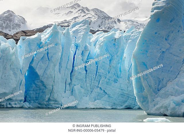 View of iceberg in lake, Grey Glacier, Grey Lake, Torres del Paine National Park, Patagonia, Chile