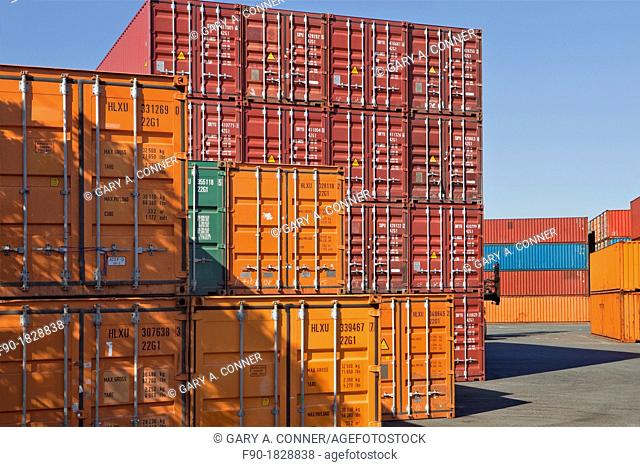 Stacked shipping containers-port-Yokohama-Japan