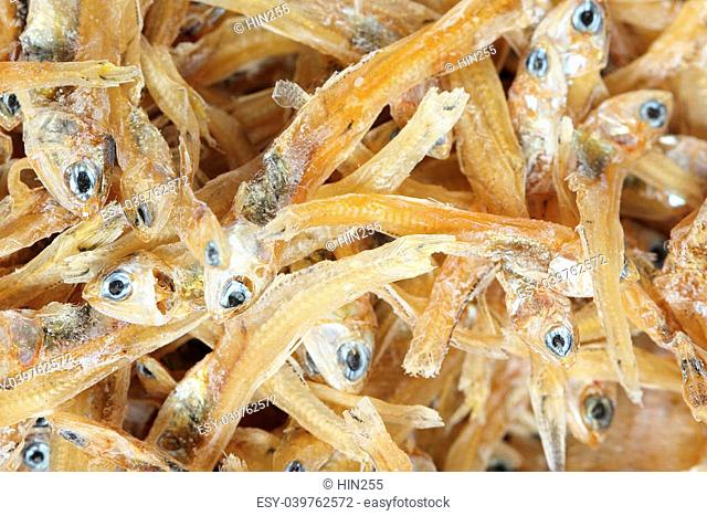 Close up Small dry fish which Asia people for do soup