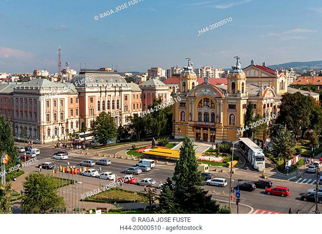 Romania, Transylvania, Cluj Napoca City, Avram Iancu Square, National Theatre and Opera House