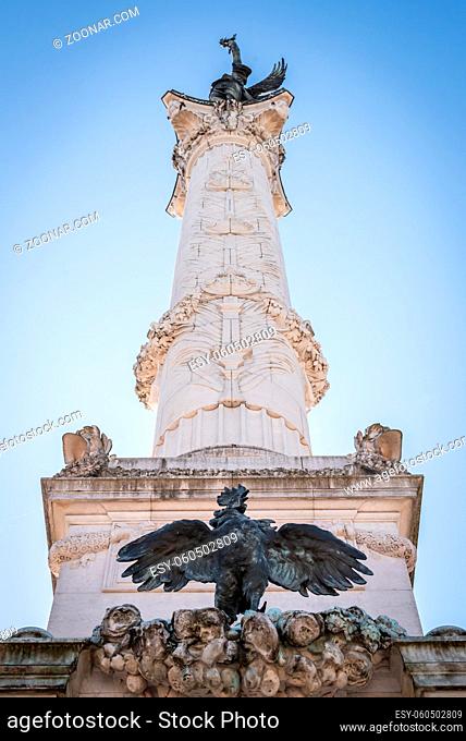Statue with the eagle of the column of the Place des Quinconces in Bordeaux