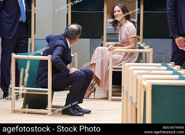 Mary of Denmark, Her Royal Highness the Hereditary Princess of Denmark, visiting with Milan's Mayor Giuseppe Sala the Danish Installations and companies at the...
