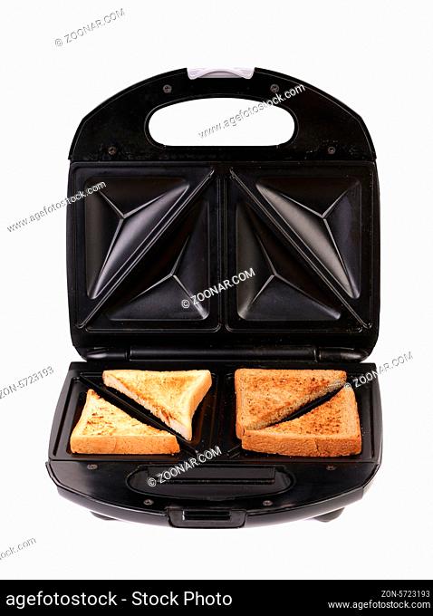 Close-up of a sandwich with bread slices. White background