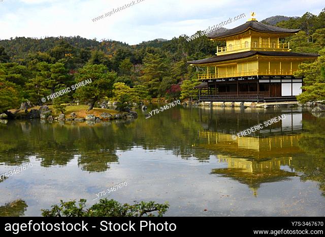 Kinkakuji temple, the Golden Pavilion in Kyoto, Honshu, Japan, Asia