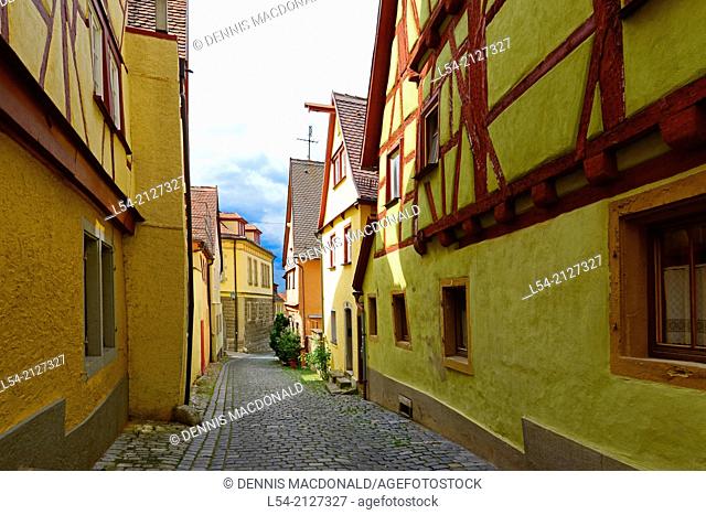 Brick Street Scene Rothenburg Germany DE Franconia Bavaria