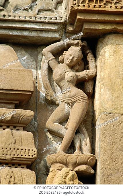 Orissa Bhubaneshwar - Brahmesvara Temple 11th century A. D, Female figure in tribhanga pose on the southern wall