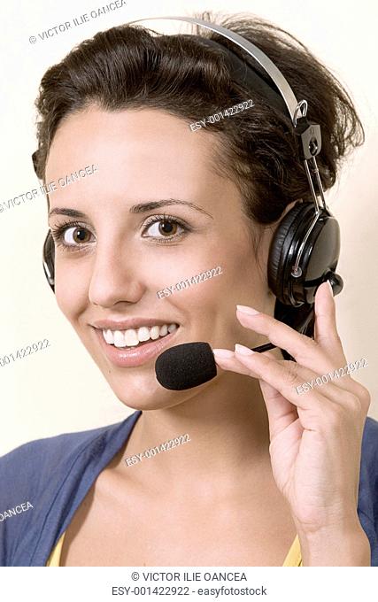 business customer support operator woman smiling