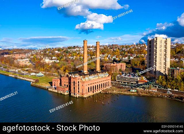 The abandoned Glenwood Power Plant in Yonkers, New York designed in the Romanesque-Revival style. It was built at Glenwood-on-the-Hudson between 1904 and 1906