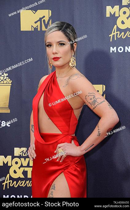 Halsey at the 2018 MTV Movie And TV Awards held at the Barker Hangar in Santa Monica, USA on June 16, 2018