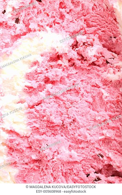 Close-up of strawberry ice cream in box