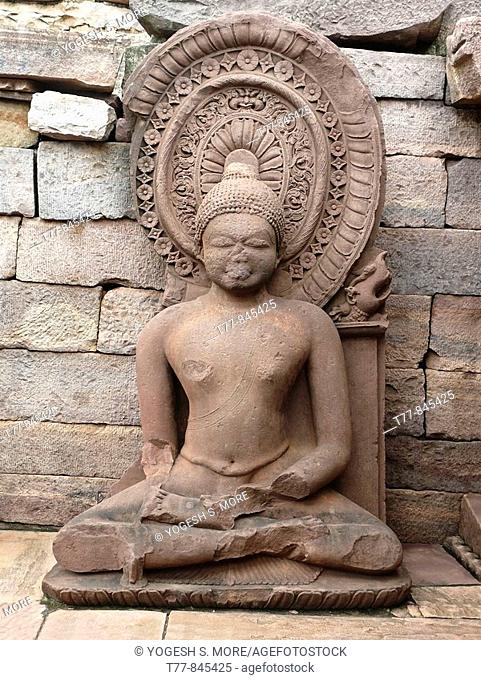 Sculpture of Buddha at temple Forty-five, 45 at Sanchi Stupa, Madhya Pradesh, India