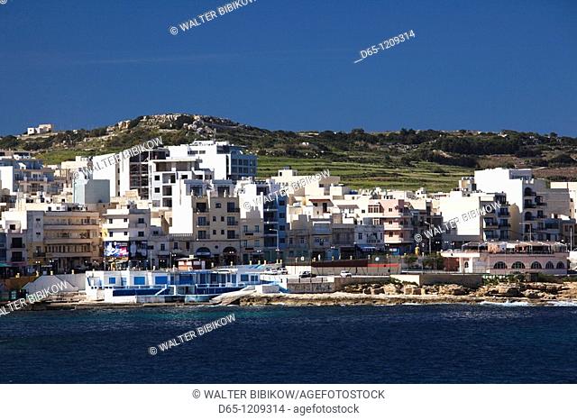 Malta, St  Paul's Bay area, Bugibba, town waterfront