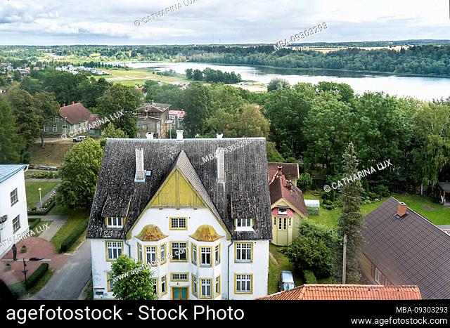 Estonia, Hanseatic city of Viljandi, view from the water tower, villa rental, Viljandi Järv (lake)