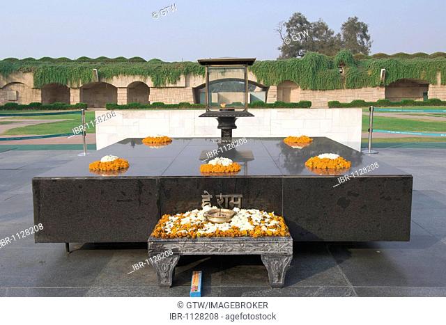 Raj Ghat or Gandhi Samadhi, memorial site of Gandhi's cremation, Delhi, India