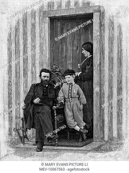 ULYSSES S GRANT American Civil War General, and later President, with his wife and son (Master Jesse) at Headquarters at City Point