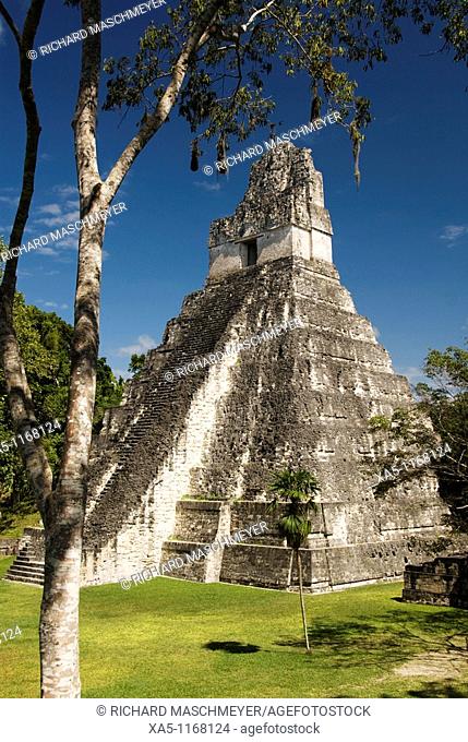 Temple 1 also know as the Jaguar Temple, Tikal National Park, Peten, Guatemala