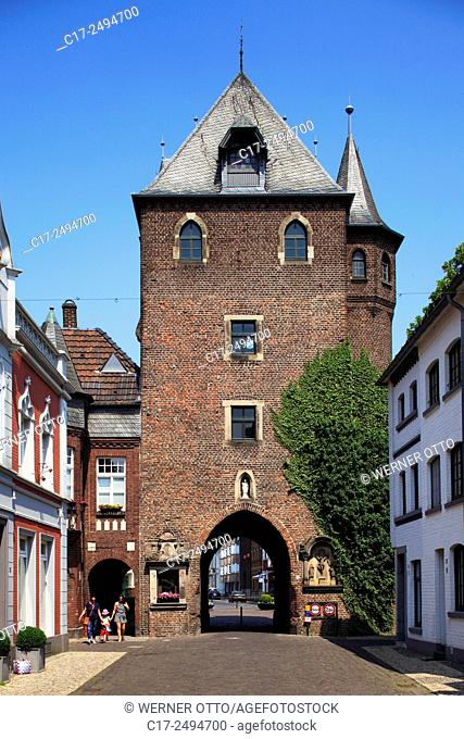 Germany, Kempen, Niers, Lower Rhine, Rhineland, North Rhine-Westphalia, NRW, Kuhtor, Cow Tower Gate, medieval city fortification