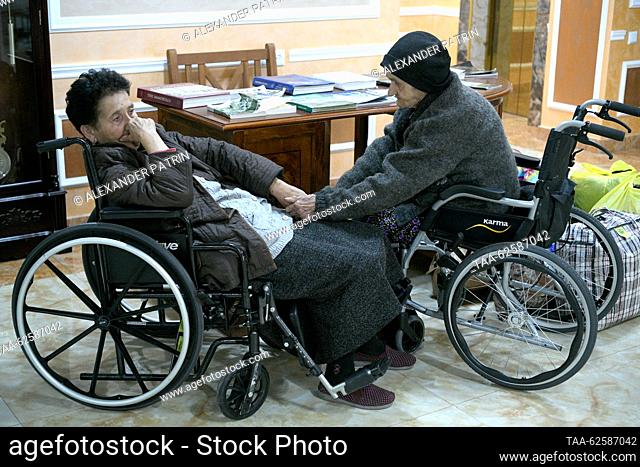 ARMENIA, SYUNIK PROVINCE - SEPTEMBER 24, 2023: Women are seen in a temporary accommodation for Nagorno-Karabakh residents