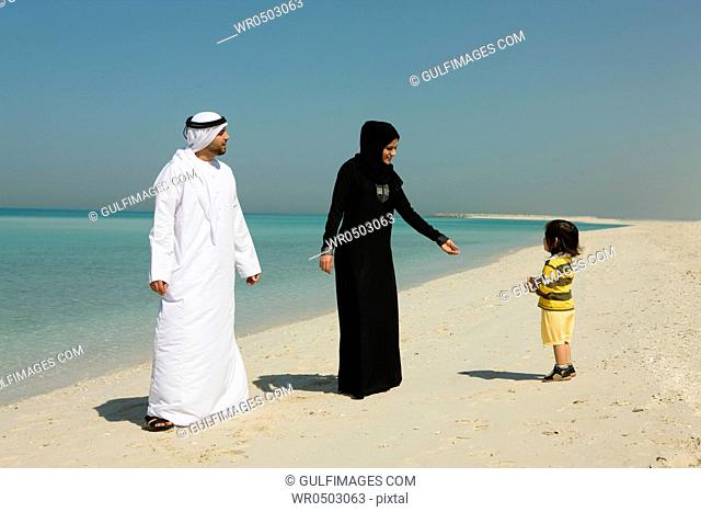 Arab family at the beach