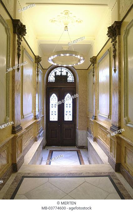 Stairwell, Eingangsbereich,  luxuriously, door, Deckenlampe  Interior, entrance, entrance, walls, decoration, painting, ornamentations, wall painting
