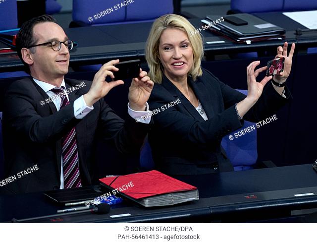 German Minister of Family Affairs, Senior Citizens, Women and Youth Manuela Schwesig (SPD) and German Minister of Justice and Consumer Protection Heiko Maas...
