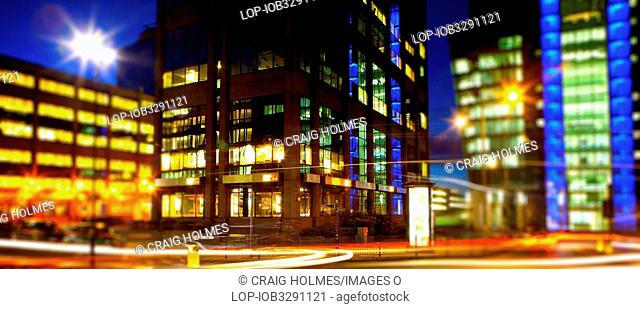 England, West Midlands, Birmingham. Rush hour in the Colmore Business District CBD in the heart of Birmingham