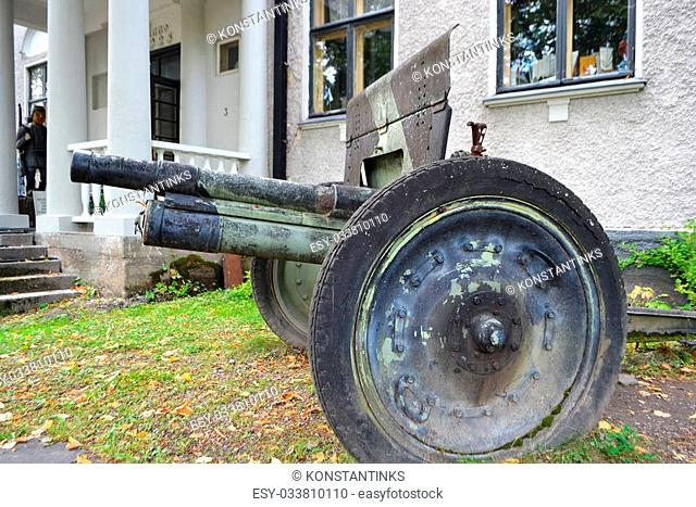 The old cannon from World Second War in Imatra, Finland