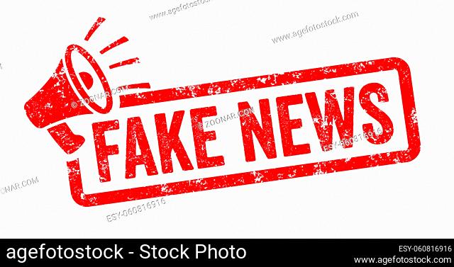 Red stamp with megaphone - Fake News