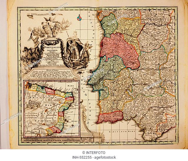 cartography, maps, Portugal and colonies in Brasil, copper engraving, Atlas Novus by Georg Matthaeus Seutter, printed by Peter von Bhelen, Vienna, 1728