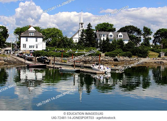 Maine Coast New England USA Jonesport small harbor with dingys