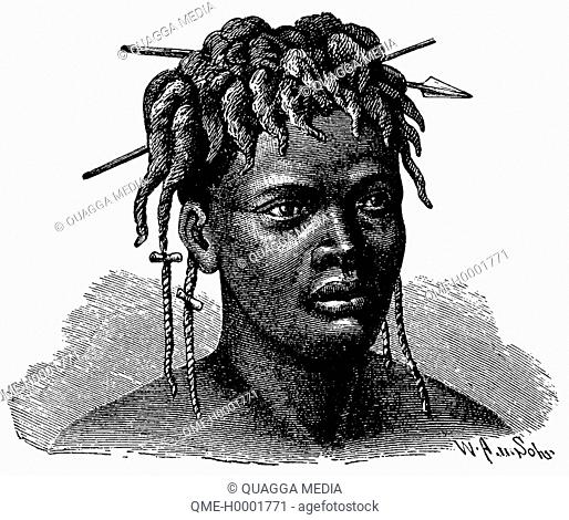 Portrait of an African woman (Njammjam), woman from Africa