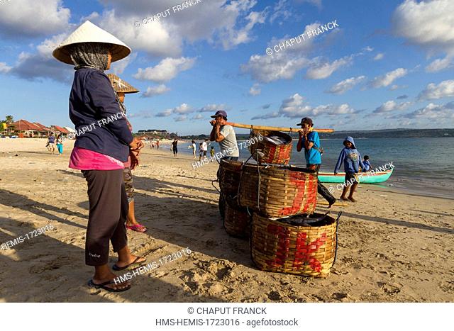 Indonesia, Bali, Jimbaran beach, back of traditional fishing boat