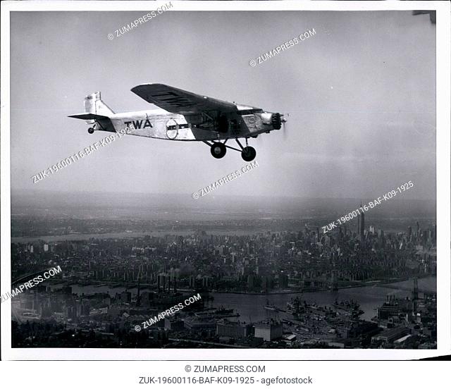 1961 - TWA airplane commercial plane flying flight above New York. (Credit Image: © Keystone Pictures USA/ZUMAPRESS.com)