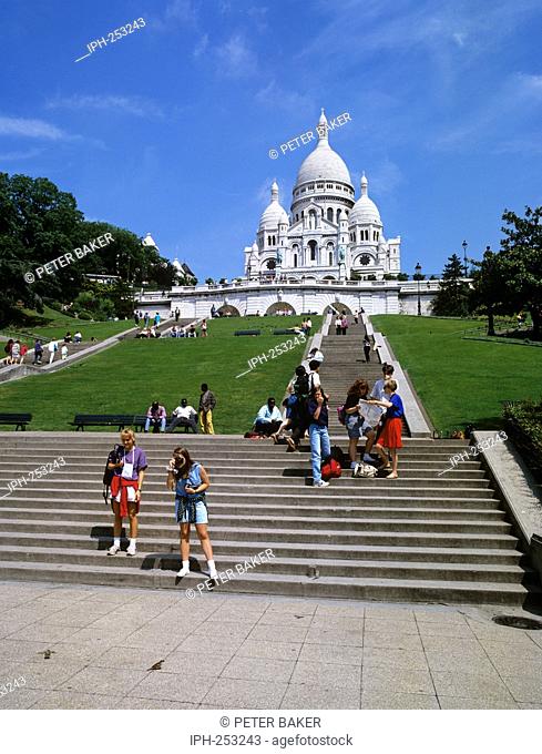Sacre Coeur Church Basilica of the Sacred Heart at the summit of Montmartre hill