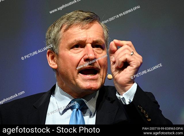 18 July 2020, Baden-Wuerttemberg, Karlsruhe: Hans-Ulrich Rülke, parliamentary party leader of the FDP Baden-Württemberg, speaks at the state party conference of...